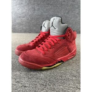 Jordan Air Jordan 5 Retro Red Suede Shoes Mens 9 Basketball Sneakers 136027-602